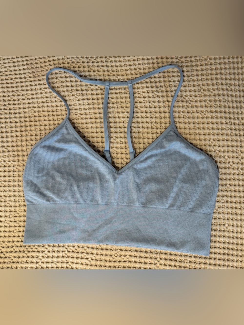 Quince Light Blue Strappy Sports Bralette